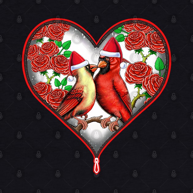 Christmas love Red Cardinal in love by Artardishop